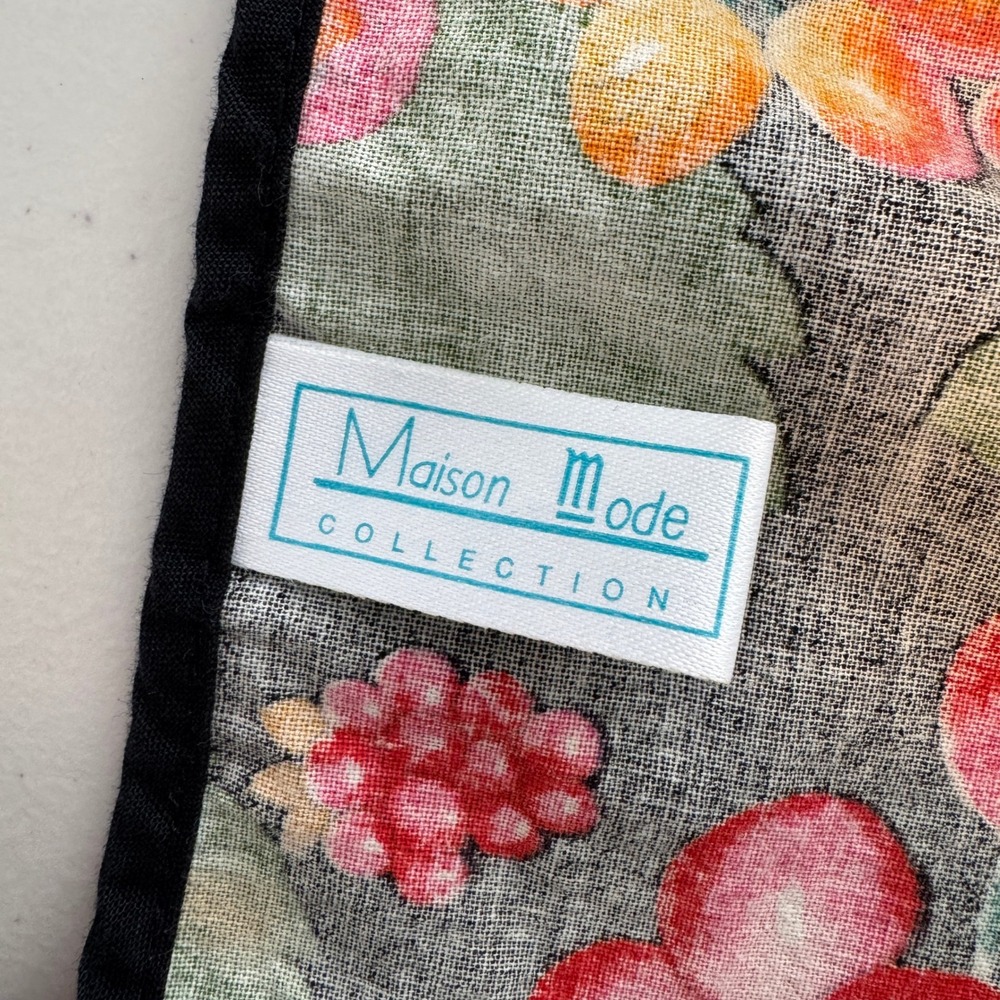 Vintage Maison Mode Apron OS Cotton Fruit Print Cottagecore French Made - Picture 7 of 9